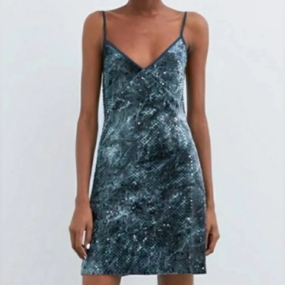 NWT Spaghetti Strap Sequin Mini Dress